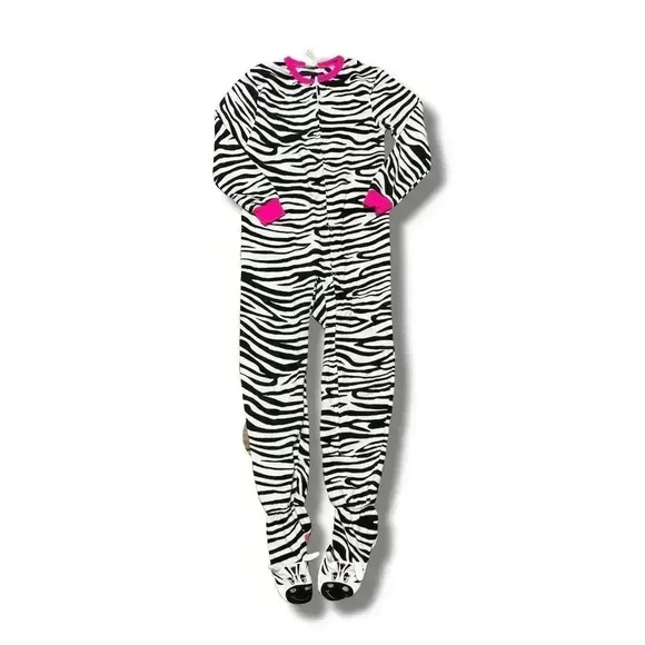 Circo Kids Zebra Print Fleece One Piece Pajamas with Heart Footies M - Picture 1 of 8